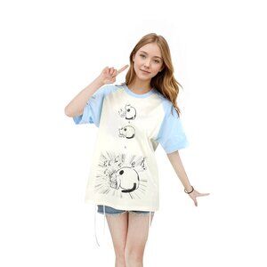 Customizable Kawaii Anime Graphic T-Shirt for Girl Harajuku Loose Fit Cotton Tee